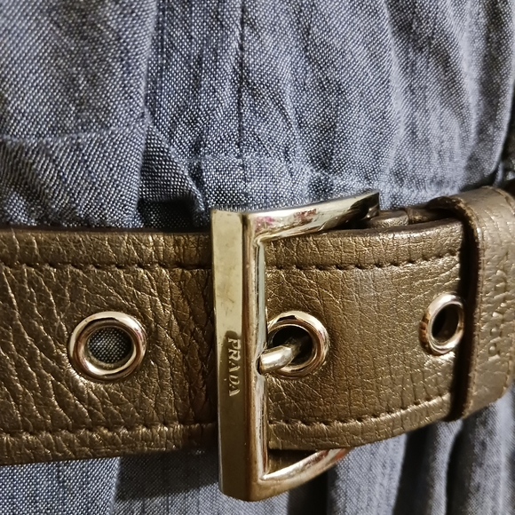 Prada Metallic Bronze Leather Belt 1C 2914   sz 80/32 - Picture 3 of 5